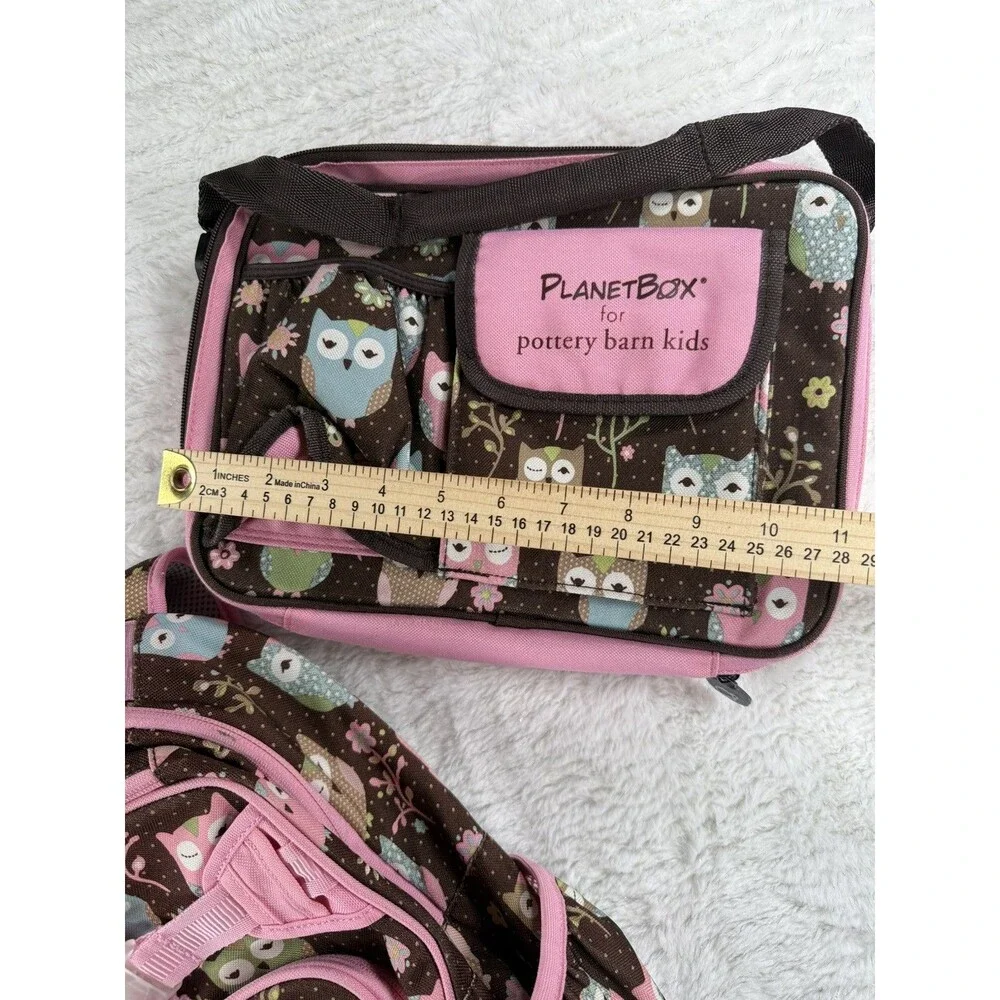 Pottery Barn Kids Mackenzie Chocolate Owl Backpack and PlanetBox Lunch Box Set